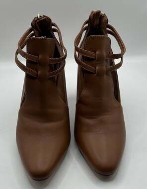 Hal Rubenstein Cognac Brown Cutout Block Heel Booties Women’s Size 9M